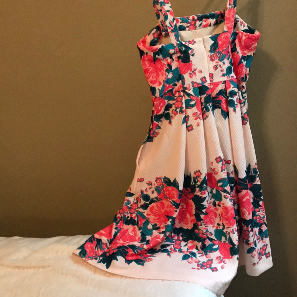 Anthropologie Pink and Green Floral Dress